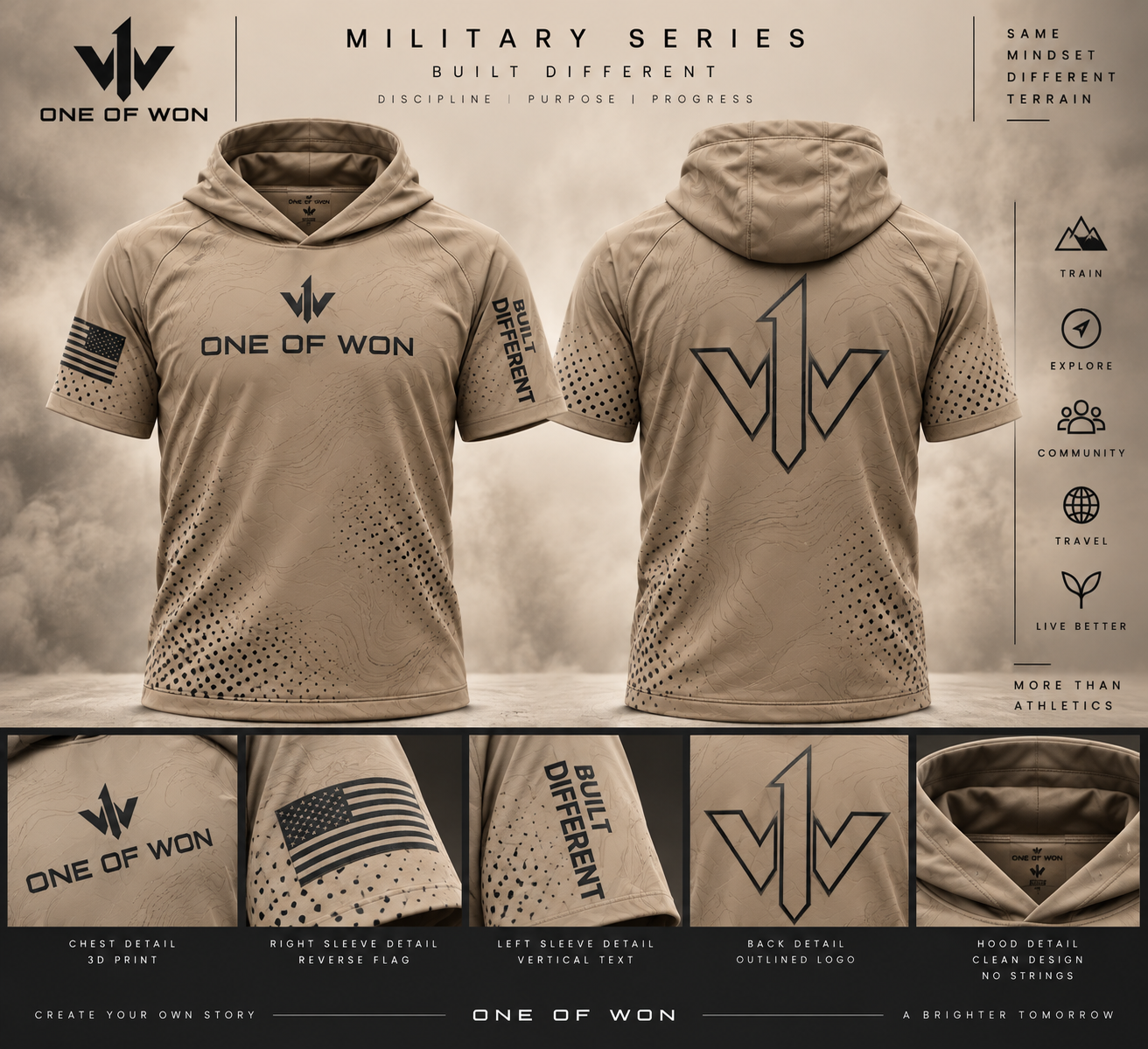 Military Series Short Sleeve Hooded Performance Shirt